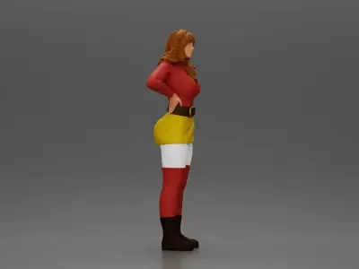 Confident female character standing with hands on her waist 3D print model