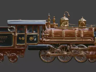 Steampunk Heavy Armored Train 3D Model Low-poly 3D model