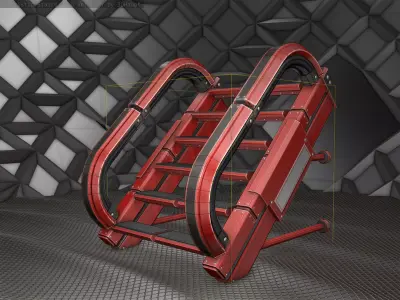 Sci-Fi Stairs - 9 - Red Version Low-poly 3D model