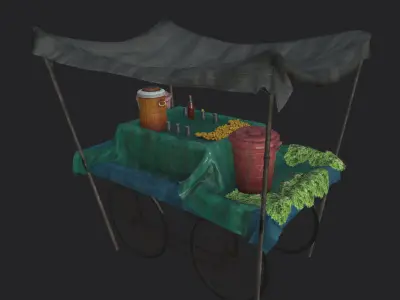 Lemon Water Cart Low-poly 3D model