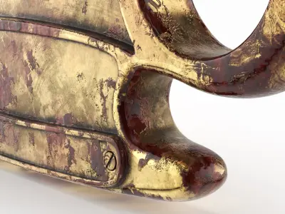 Vintage Heavy Brass Knuckles with Blood Traces 3D model