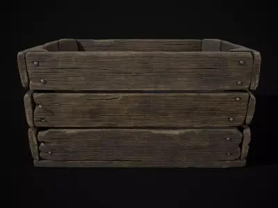  Simple Old Wooden Crate  Low-poly 3D model