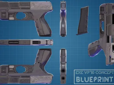 Hk VP 70 Cyberpunk Pistol 3D model