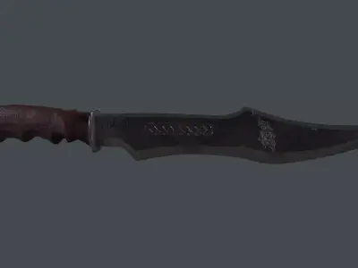 Knife with engrave  on the blade Low-poly 3D model