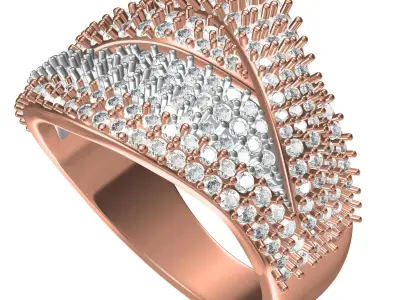 Antique Diamond Crossover Women Ring 3D print model