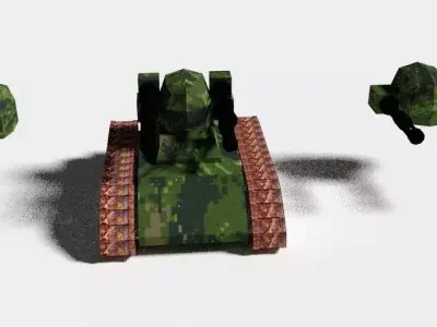 Low poly Gatling Tank Low-poly 3D model