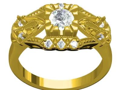 Antique Vintage Style Cocktail Ring 3D print model