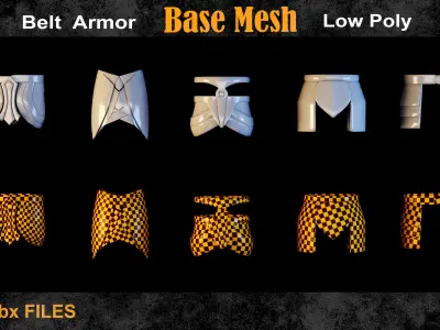 35 Belt Armor Base Mesh vol 15 Low-poly 3D model