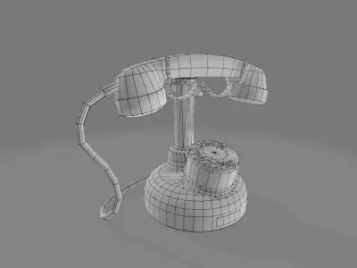 Antique Table Dial-Style Telephone Low-poly 3D model