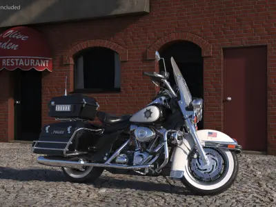 US Sheriff Road King Motorcycle Parked  purchase 3D model