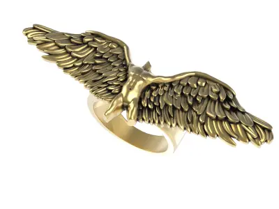 Golden Angel Wings Ring 3D print model