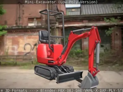   Mini-Excavator Low-Poly-Version Low-poly 3D model