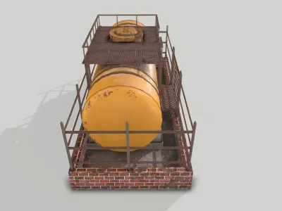 Industrial Tank and Platform Low-poly 3D model
