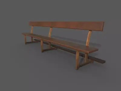 Church Bench Low-poly 3D model