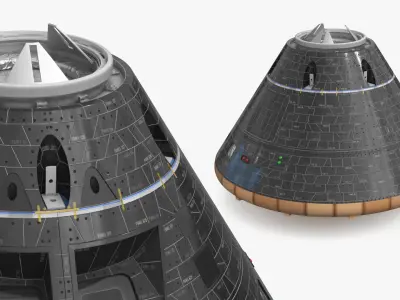 Spacecraft Crew Capsule with Heat Shield Black 3D model