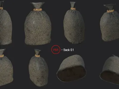 Sack Low Poly group of bags Low-poly 3D model