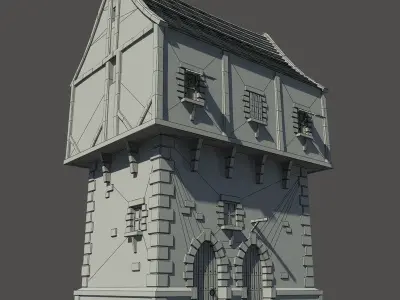 Medieval House Low-poly 3D model 21