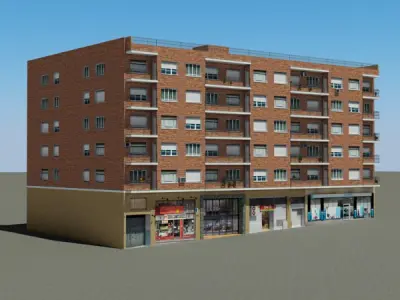 Building apartment in city Low-poly 3D model