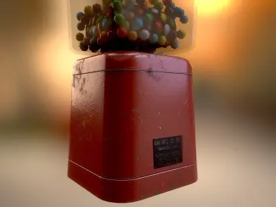 Vintage Candy Gumball Machine - Low-poly Game-ready PBR 3D Model Low-poly 3D model