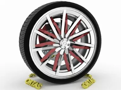 ORTAS CAR WHEEL RIM 104 GAME READY WHEEL RIM TIRE 3D model
