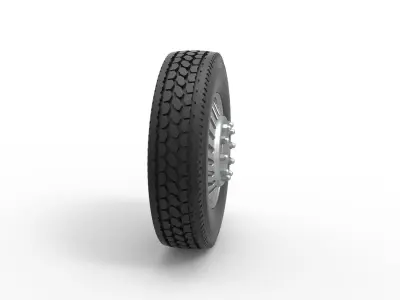 Front custom wheel of semi truck Version 13 Scale 1 to 25 3D print model