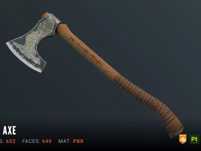 Viking Axe Low-poly 3D model 35