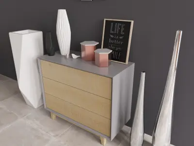 Commode with decor Maisons du Monde 3D model