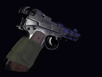 post apocalyptic 9mm pistol Low-poly 3D model