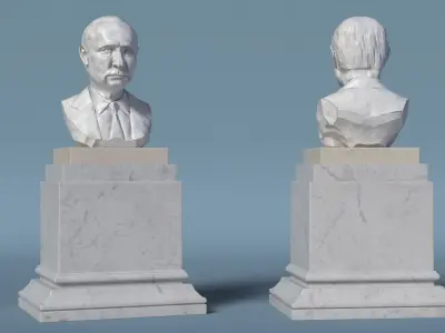  Marble Busts of Presidents on Pedestal Collection 