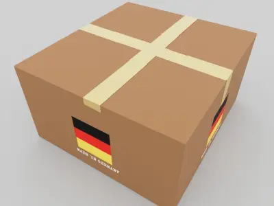 German carton box Low-poly 3D model