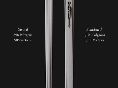 Roman Cavalry Sword Low-poly 3D model