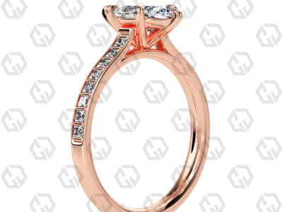 Ring 75 Marquise Shape and princess on shanks with Gems 3D print model