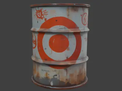 Rusty Metal Barrel Game-Ready 3D Model with PBR Textures Low-poly 3D model
