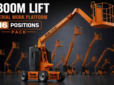 Articulating Boom Lift 3D Model Pack - 16 Poses 3D model