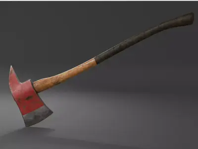 Worn Fire Axe Game Ready PBR Asset Low and High Poly 4K Textures Low-poly 3D model
