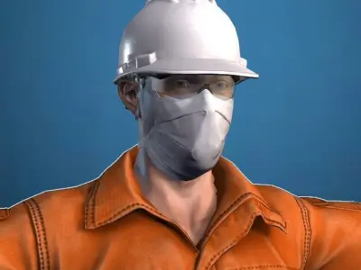 Worker Male Realistic rigged Animated Low-poly 3D model