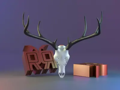 Deer Skull  Multi Part Assembly Model 3D print model