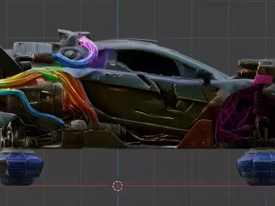 Wrecked Sci-Fi Hover Car - Post-Apocalyptic Flying Vehicle PBR Low-poly 3D model
