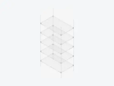 Shelving - Freestanding - Integral - Wire Shelving Low-poly 3D model