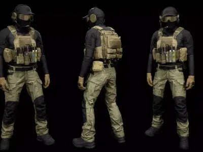 AAA PMC MODULAR SOLDIER PACK Low-poly 3D model