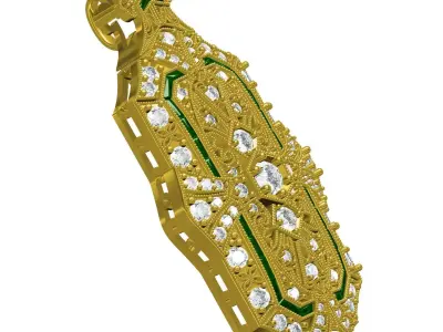 Antique Milgrain Art Deco Diamond Pendant 2 3D print model