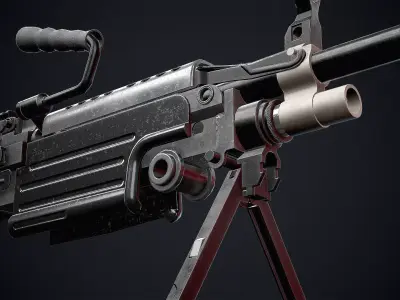 Semi Automatic Rifle FN M249S PARA  Low-poly 3D model