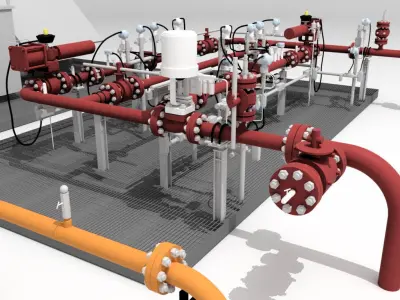 Industrial Above Ground Pipe Network 3D model