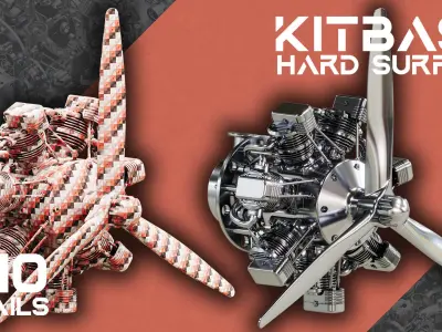 HARD SURFACE KITBASH Quad Surface Mesh Propeller Engine Kit Low-poly 3D model