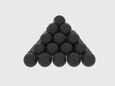 Cannonball pyramid of balls Low-poly 3D model