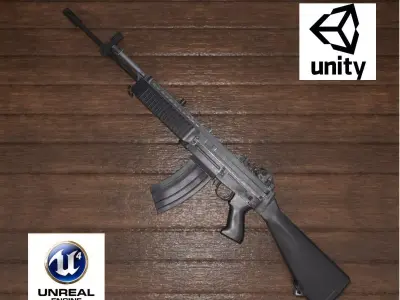 Stoner 63 ar Low-poly 3D model