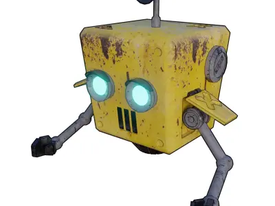 SquareBot robot with eyes Low-poly 3D model