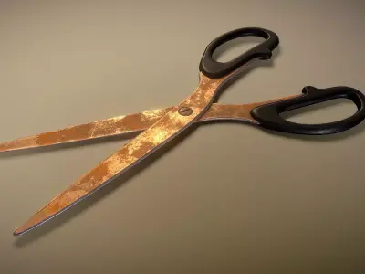 Scissors Rigged And Animated Rusty Version Low-poly 3D model