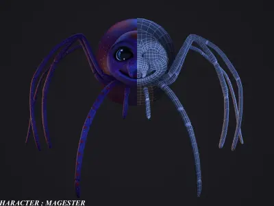 cartoon spider Low-poly 3D model