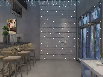 Bar-Restaurant with Music Scene 3D model